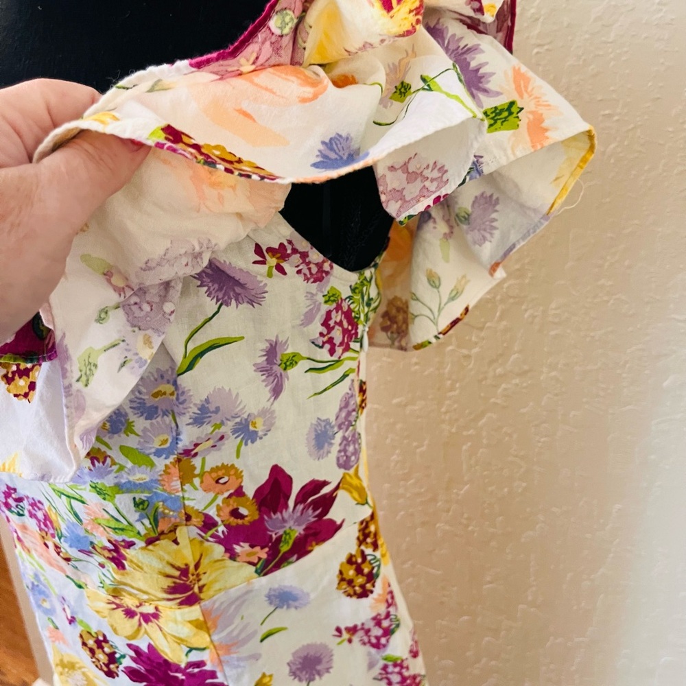 H&M White Off-Shoulder Floral Dress‎ with Yellow & Pink Accents - Picture 2 of 8